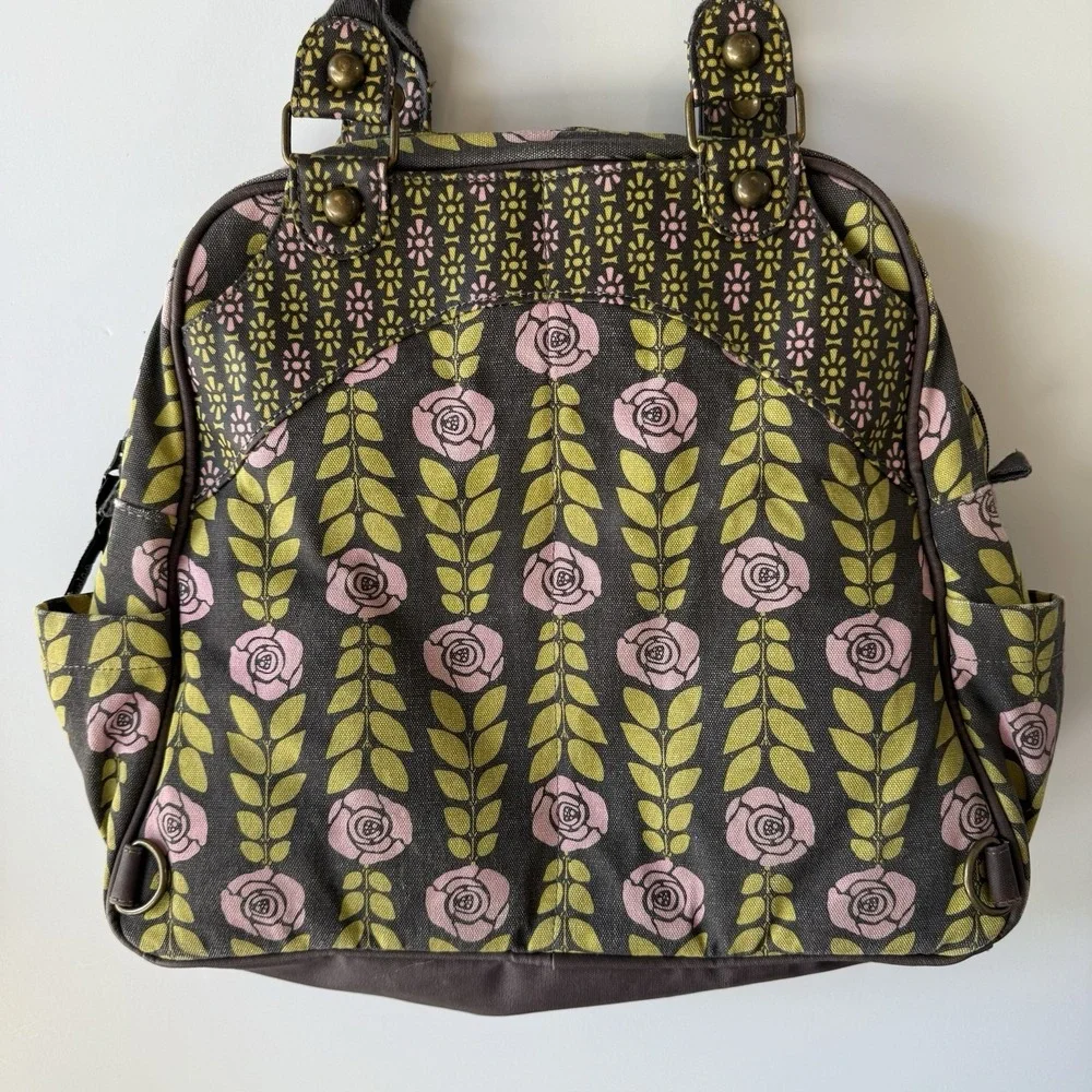 Petunia Pickle Bottom Diaper Bag Floral Convert Backpack Tote Baby Green Pink